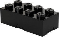 LEGO Lunch Box BLACK 8 Knobs 2x4 Brick Storage Container Classic New SNACK BOX