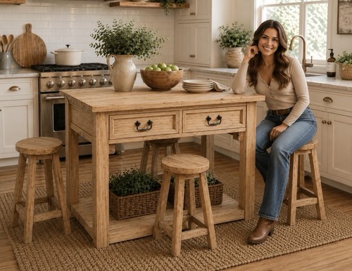 Kitchen island stools nat - w/4,