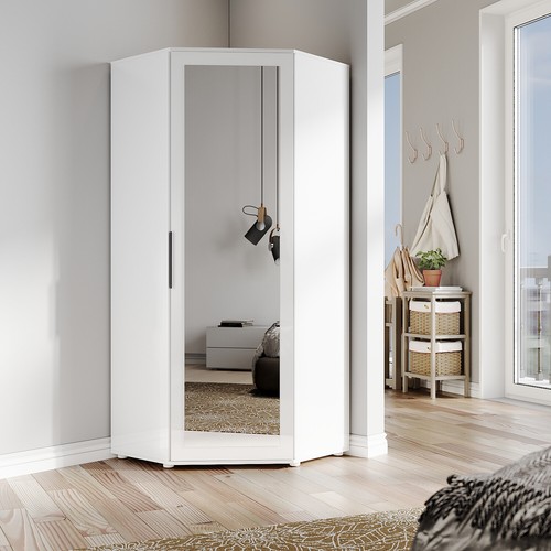 Corner mirrored wardrobe - mirrored,