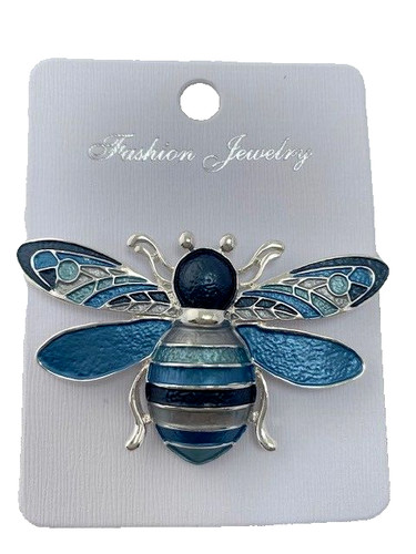 Magnetic brooch blue silver - magnetic,