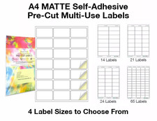 A4 Matte Pre-Cut Labels, Printable Matt Sticker Paper for Filing/Folders/Storage