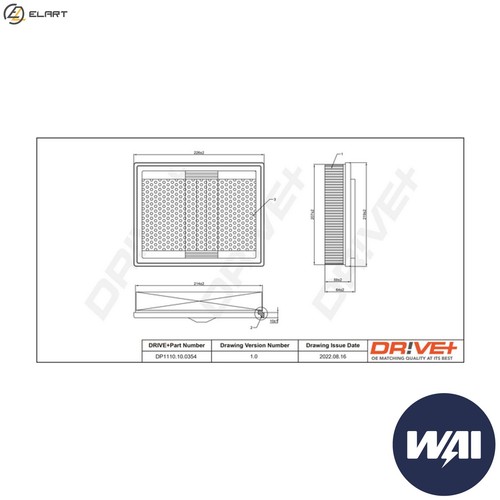 Air filter dp1110 0354 - air, for