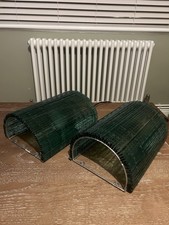 VINTAGE PAIR OF ART DECO FRENCH GLASS WALL LIGHTS SCULPTURED GLASS