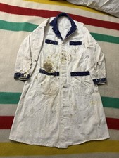 Vintage 50s 60s Union Made In USA Painter Paint Splatter Shop Coat OSFA 22.5x45