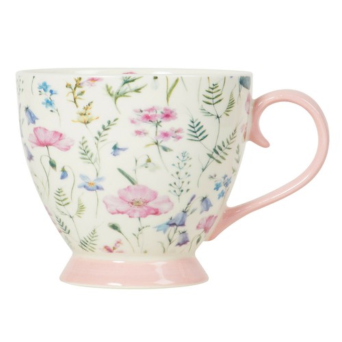 Bone china pink floral - floral, print
