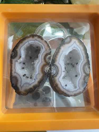 Pair polished agate geode - pair, of
