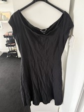 Ladies New Look Black Skater Dress With Short Sleeves Size 16 Brand New No Tags