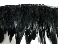 9.5 YARDS ROOSTER HACKLE HEN FEATHER FRINGE TRIM FASCINATOR MATERIAL - BLACK