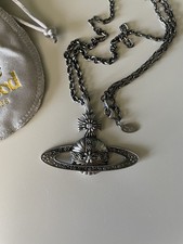 Vivienne Westwood Necklace Gun Metal Large Orb Medieval Style Pendant & Box 
