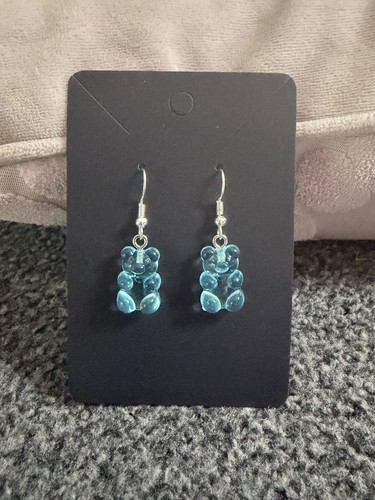 Blue gummy bear earrings - blue,