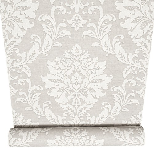 Grey damask floral wallpaper - floral,