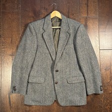 St Michael Harris Tweed VTG 80s Herringbone Jacket 40M Sport Coat Made In UK