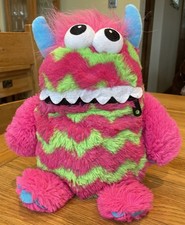 Gosh Worry Monster Soft Cuddly Plush Toy Comforter Pink and Green Washable 33cm 