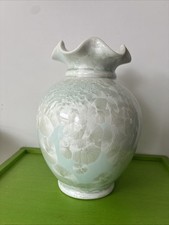 Duck Egg Blue Fluted Rim Vase