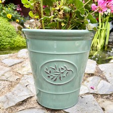 Glossy Green Round Planter