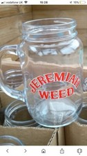Jeremiah Weed Bourbon Whiskey 1/2 Pint Mason Jar Glass Tankard New Lot Of 2