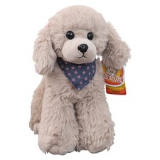 Plush Poodle Dog Stuffed Animal Toy With Flower Print Scarf Design For Kids Gift
