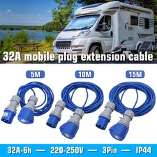 5/10/15M 32Amp Waterproof Camping Caravan Motorhome Electric Mains Hook Up Cable