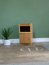 Vintage Oak Veneer Bedside Table Single Cabinet Nightstand Mid-Century Drawer