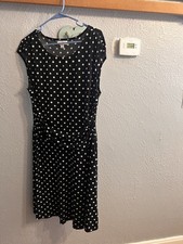 Dress Barn Navy & White Polka