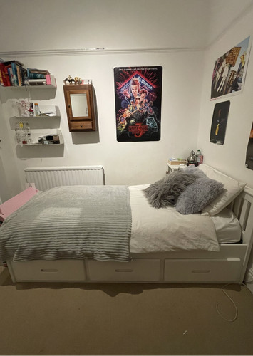 White single storage bed - ,