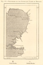 South-east coast of England shipwrecks. East Anglia Thames Kent. Sketch map 1886