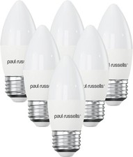 paul russells C35 LED Bulbs E27 7W 600Lm 3000K Warm White Non Dim (92064) 6pcs