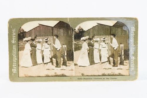 Antique stereoview card - card, summer