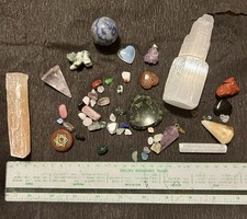 Huge Collection Of Crystals - Pendulums, Sphere, Chakra Stone, Hearts, Wands Etc
