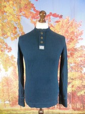 Superdry blue long sleeve 100% cotton Henley Shirt Top. UK men's size Small