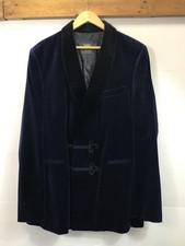 H Moser Velvet Smoking Jacket Navy Blue Frog Closure Size 44