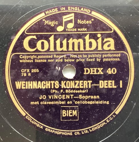 Vincent 78 rpm columbia - jo, –