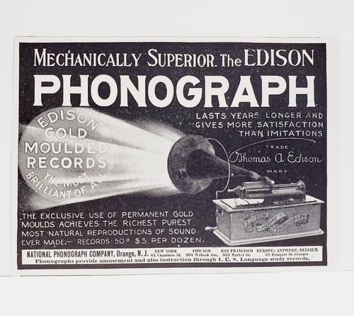 1904 edison phonograph gold - 1904,