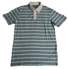 ONE TRUE SAXON SHORT SLEEVE STRIPED POLO SHIRT MEDIUM BLUE GREEN