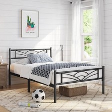 KING SIZE Metal Bed Frame with Headboard and Footboard Heavy Duty Slat Support