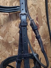 Collegiate English Leather  Bridle, Bit & Reins, Pony Size. Black (Ref:380Y)