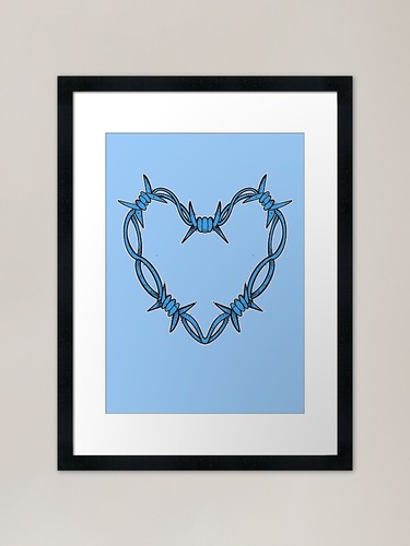 Blue barbed wire - , heart