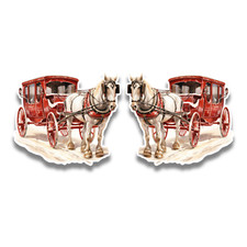 2x Small Watercolour Horse and Cart Vinyl Sticker Decal Scrapbook 60x52mm