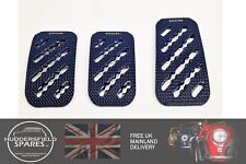 Universal car pedal pads, navy blue metal set of 3