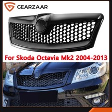 FOR SKODA OCTAVIA MK2 FRONT BUMPER GRILLE VRS STYLE HONEYCOMB MESH GLOSS BLACK