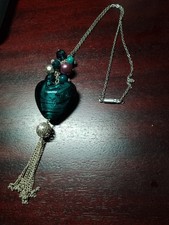 Blue/Green Murano Glass Heart