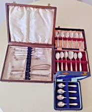 3 BOXED VINTAGE  EPNS SPOONS , FORKS ETC