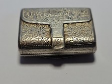 Antique Solid Silver Repousse Purse Vinaigrette by Thomas Shaw Birmingham 1834