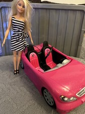 Barbie Pink Glitter Convertible Car with Glitz 60th Black & White dress & shoes