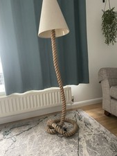 A Rope Floor Lamp with Cream Lamp Shade. In Great Condition and Working Order.