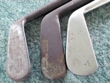 3 Antique Hickory Shaft Golf Clubs Putting Cleek Special Mashie Sunspot 4 Iron