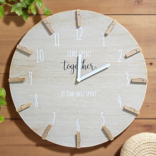 Round wooden peg wall - round, clock