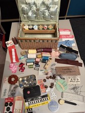 VINTAGE WICKER SEWING BOX WITH