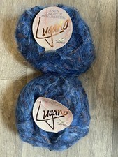 Lugano Luxury Mohair Yarn - Blue Mix - 2 X 50gm Balls