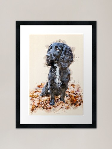 Autumnal spaniel framed art - spaniel,